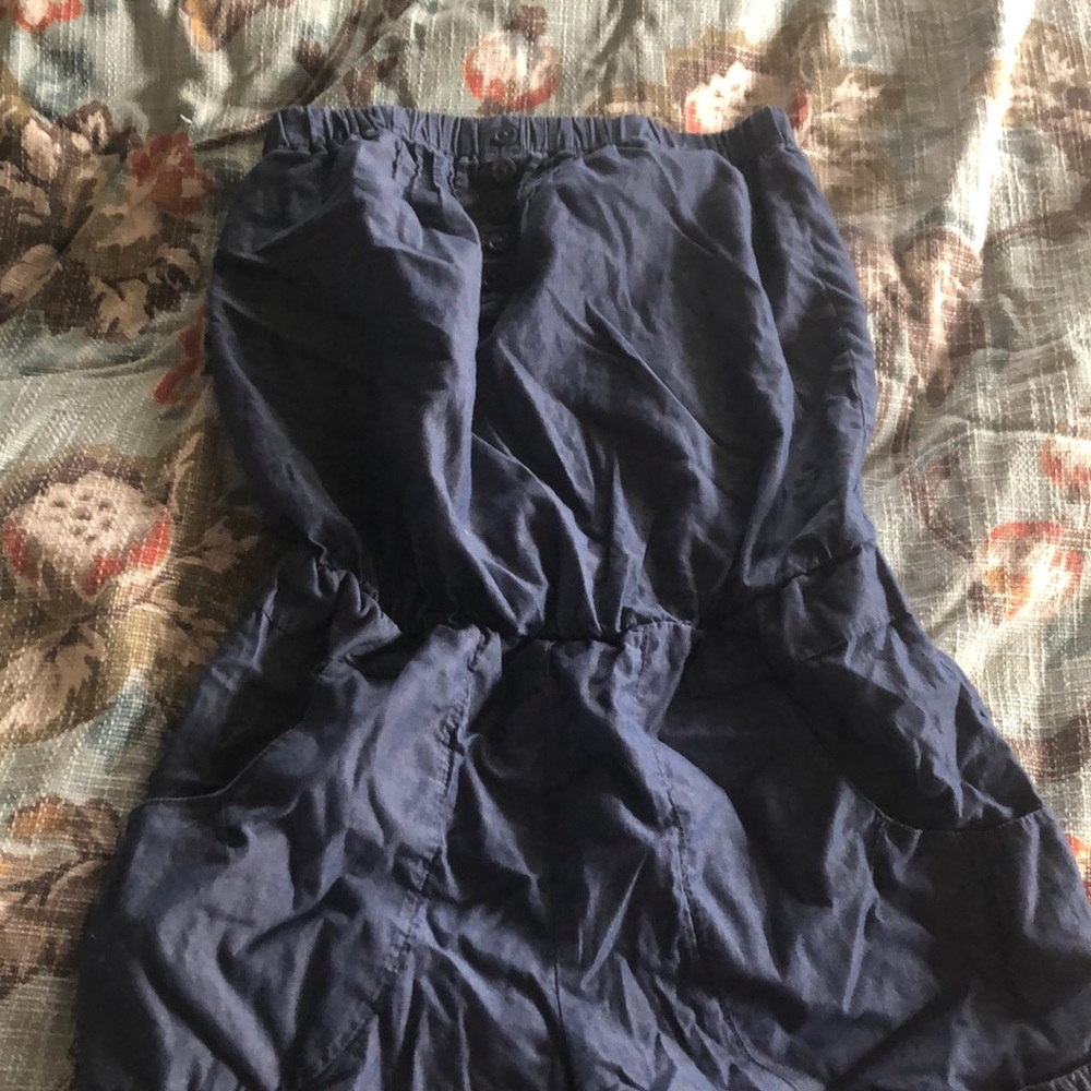 Strapless denim romper